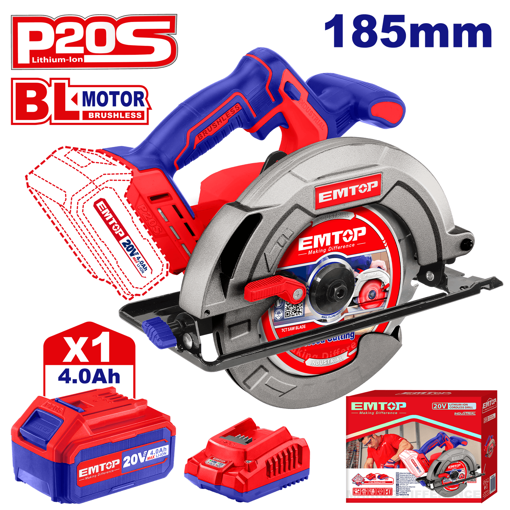 EM TOP Akumulatorska Kružna Testera 185Mm   S16245