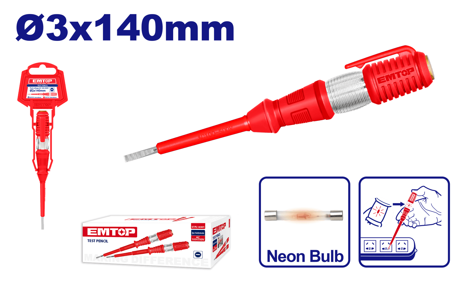 EM TOP Ispitivač Struje 140Mm S16319