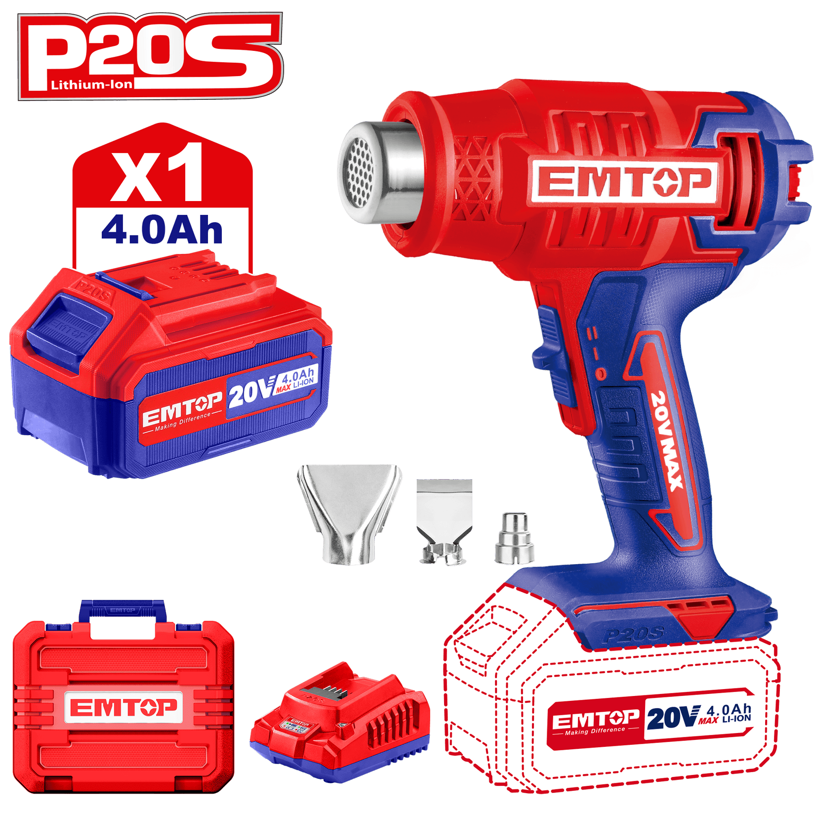 EM TOP Akumulatorski Fen Za Vreli Vazduh  S16239