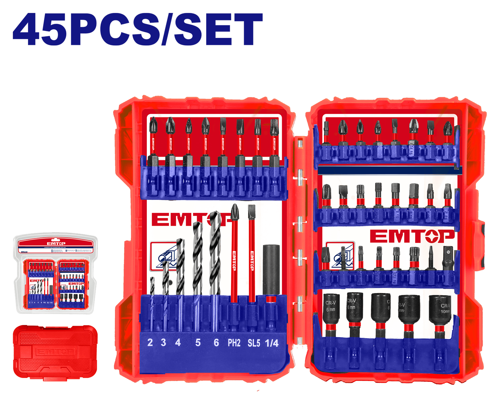 EM TOP Set Udarnih Odvijača 45Kom  S16467