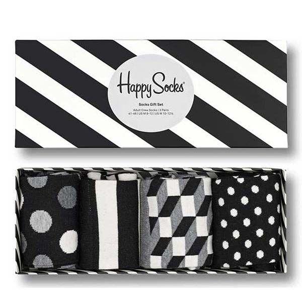 Happy Socks Čarape LFS Classic, Crno-bijele, 4 komada