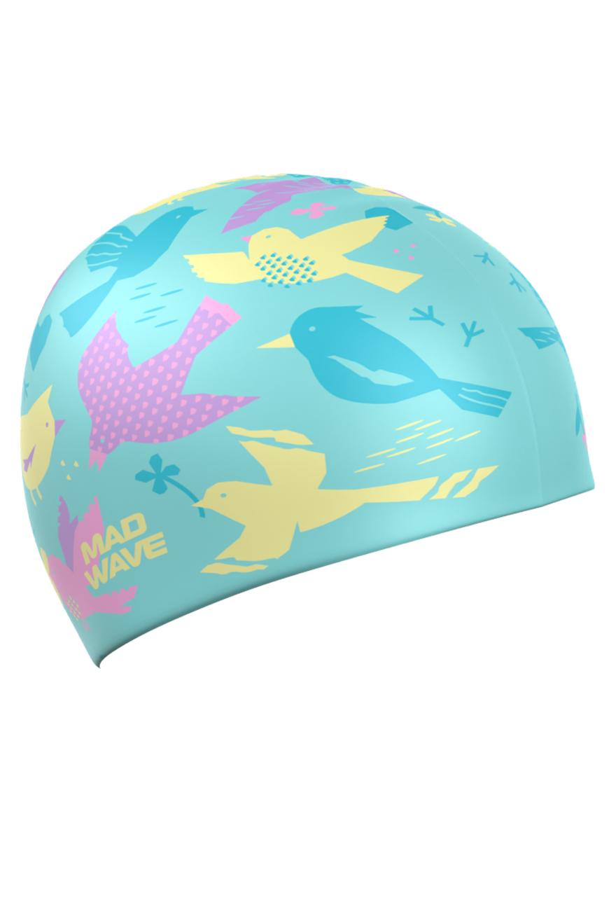 Silikonska kapa za plivanje Birds - azure