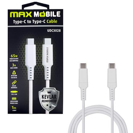 Maxmobile Data kabl za iPhone TYPE C-TYPE C UDC3028 QC 3A 1m Kevlar, Bijela