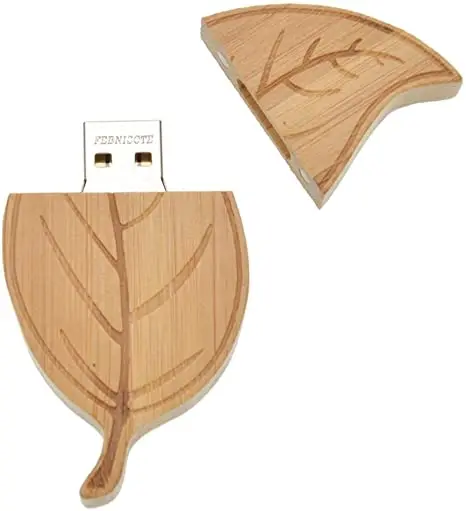 Ukrasna USB memorija - Drveni List, Smeđa