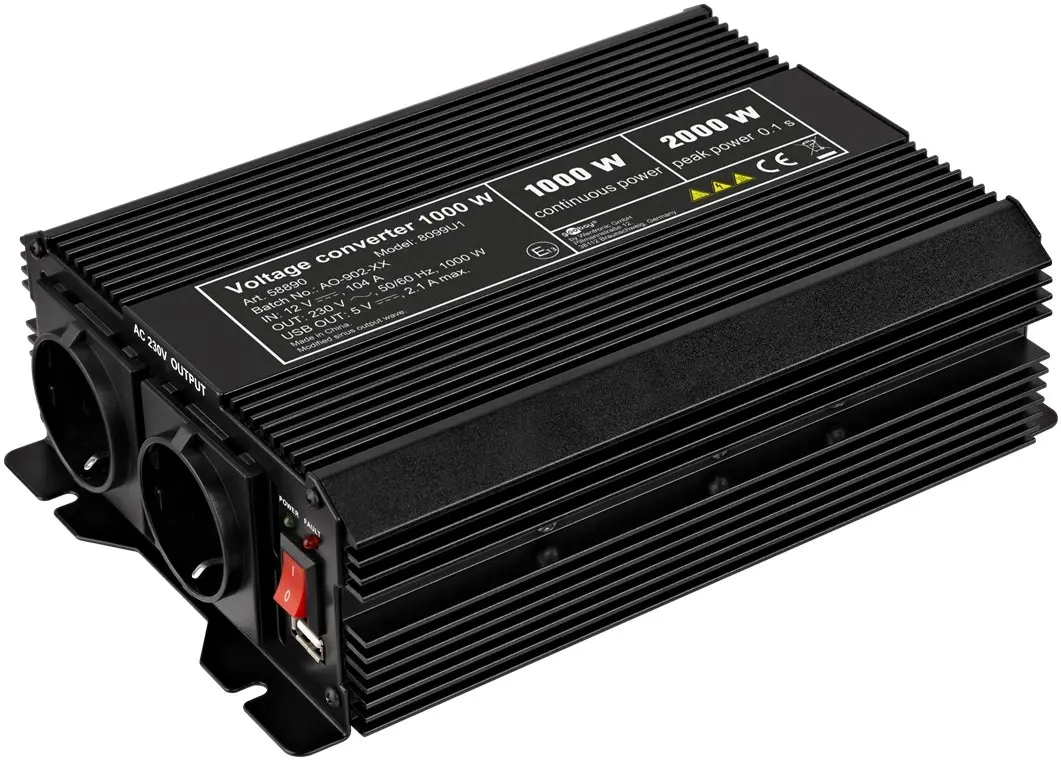 Goobay Pretvarač napona 1.000 W, Crni