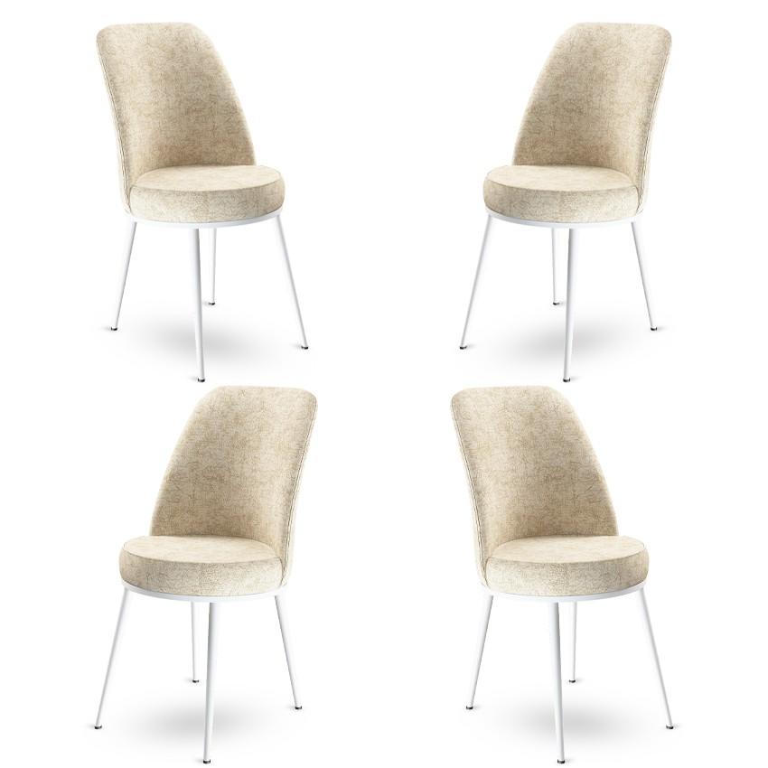 Hanah Home Set 4 trpezarijske stolice Dexa Krem-Bijeli