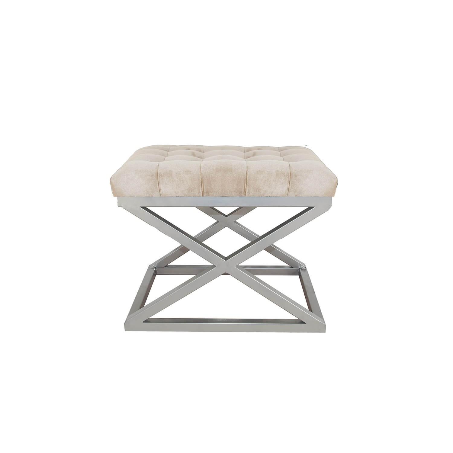 Atelier del Sofa Taburei 50x42x40cm, Srebrno-krem boja
