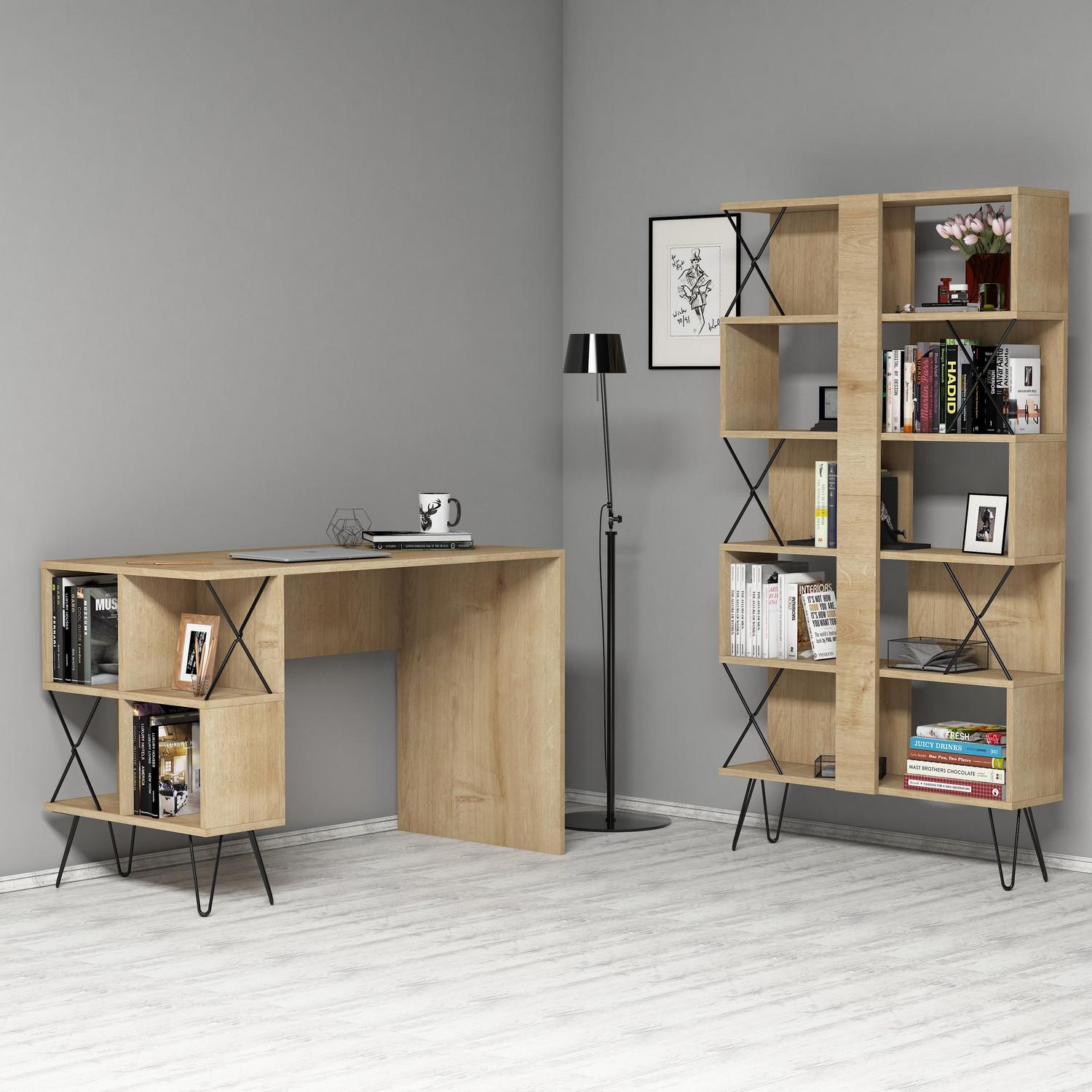 Hanah home Polica 120x78,8x60​cm Hrast-Crna