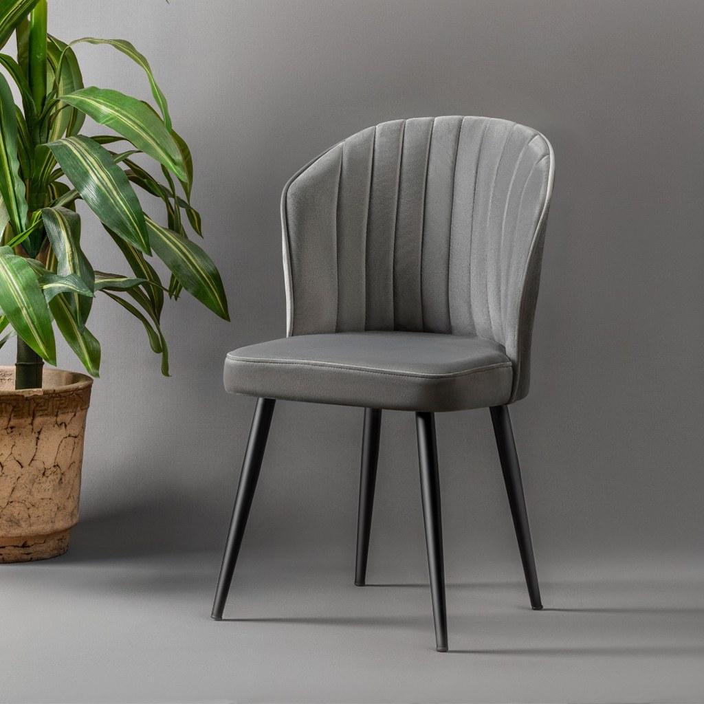 Hanah Home Set 2 trpezarijske stolice Sivo-Crni