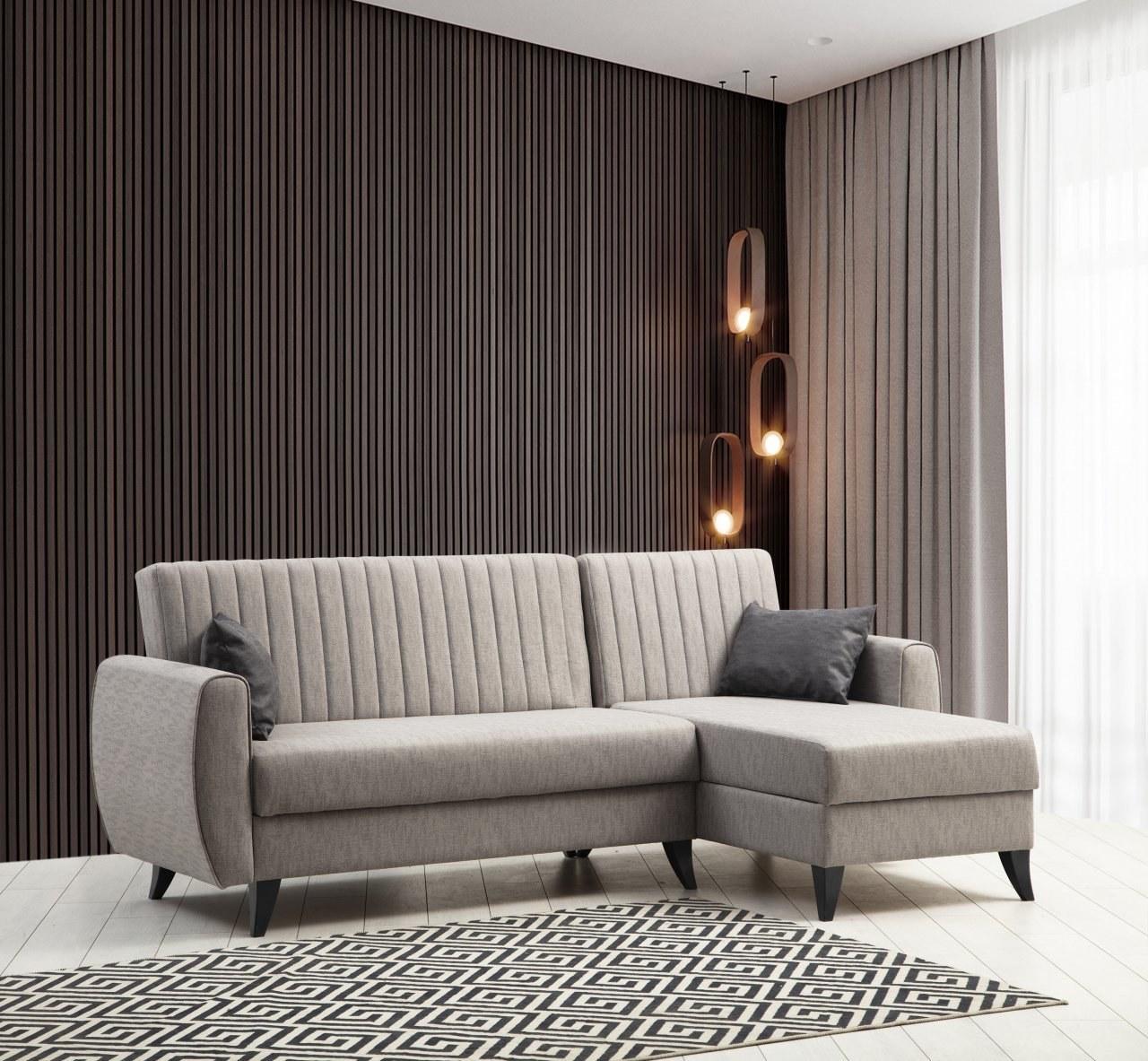 Atelier del Sofa Ugaona garnitura Alkon 223x86x130cm Svetlosiva