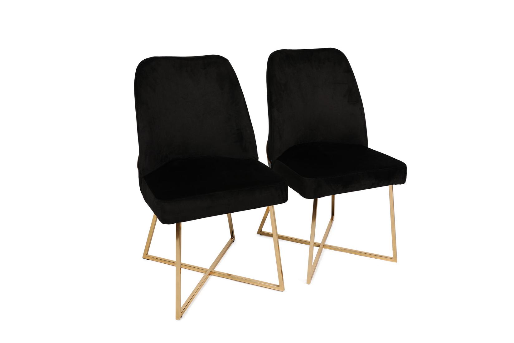 Hanah Home Set 2 trpezarijske stolice Zlatno-Crni
