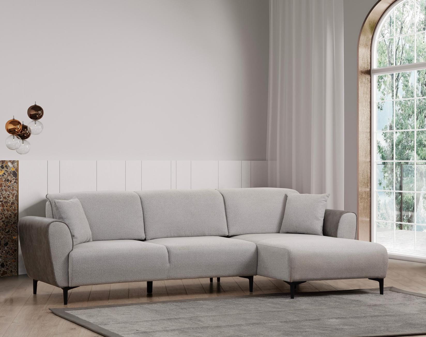 Atelier del Sofa Ugaona garnitura Aren 145x43x206cm Siva