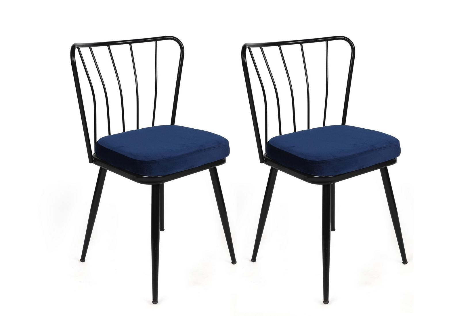 Hanah Home Set 2 trpezarijske stolice Tamnoplavo-Crni