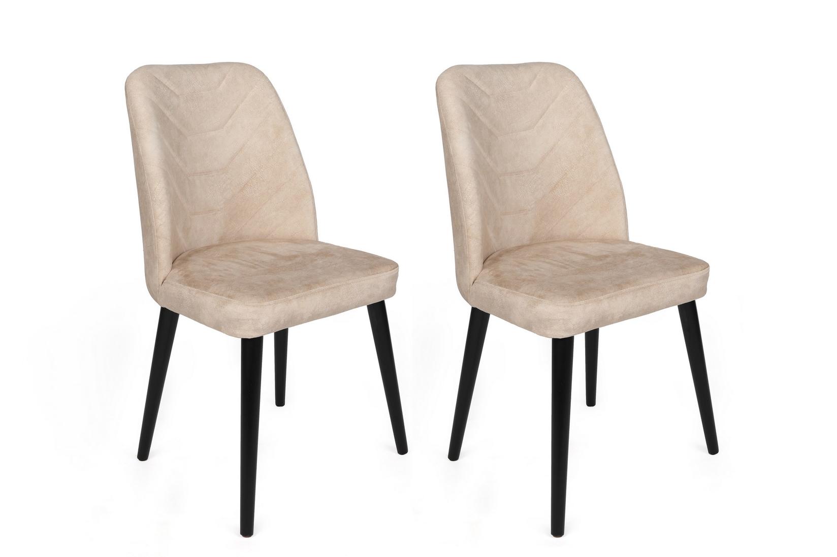 Hanah Home Set 2 trpezarijske stolice Bež-Crni