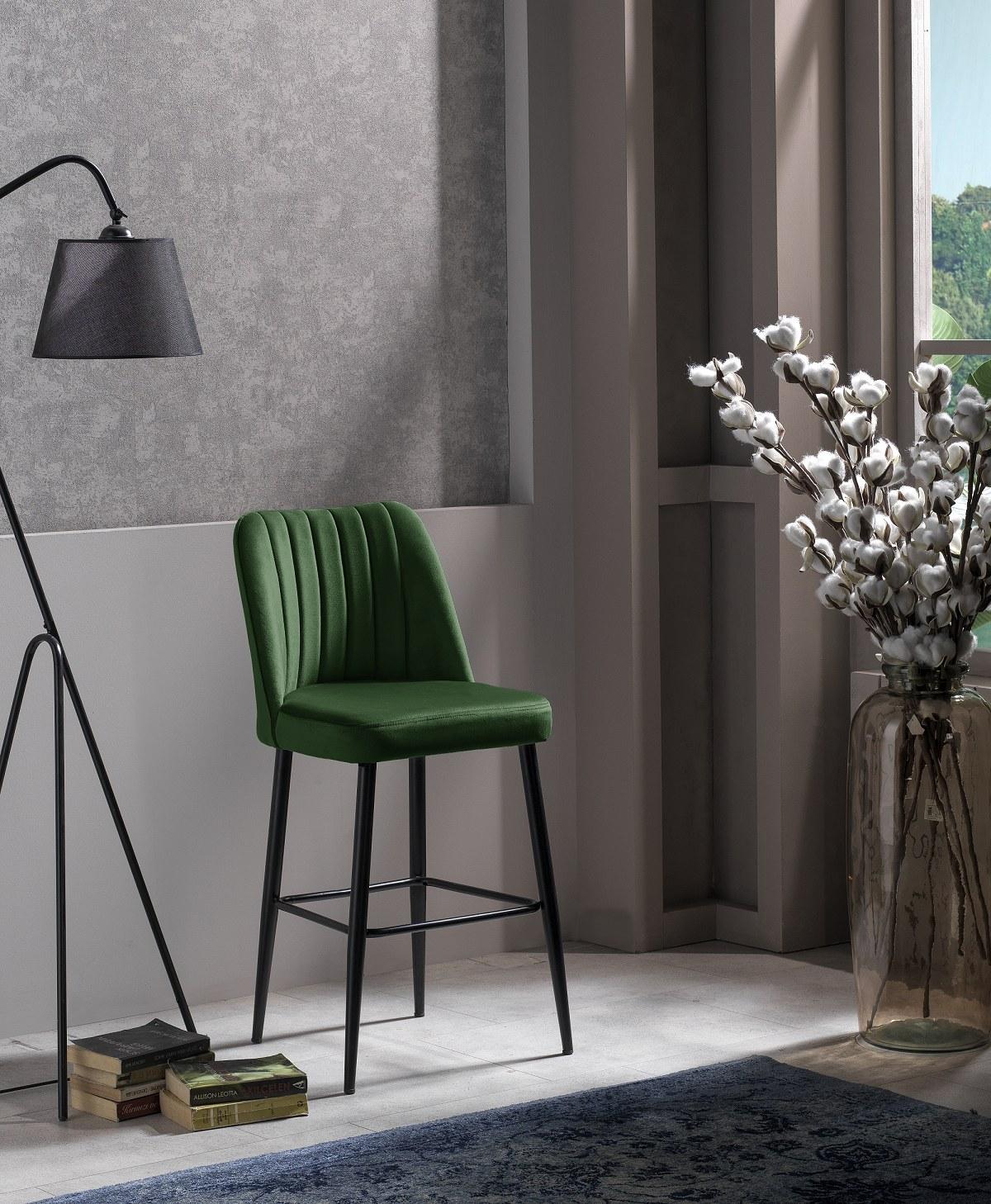 Hanah Home Set 2 barske stolice Zeleno-Crni