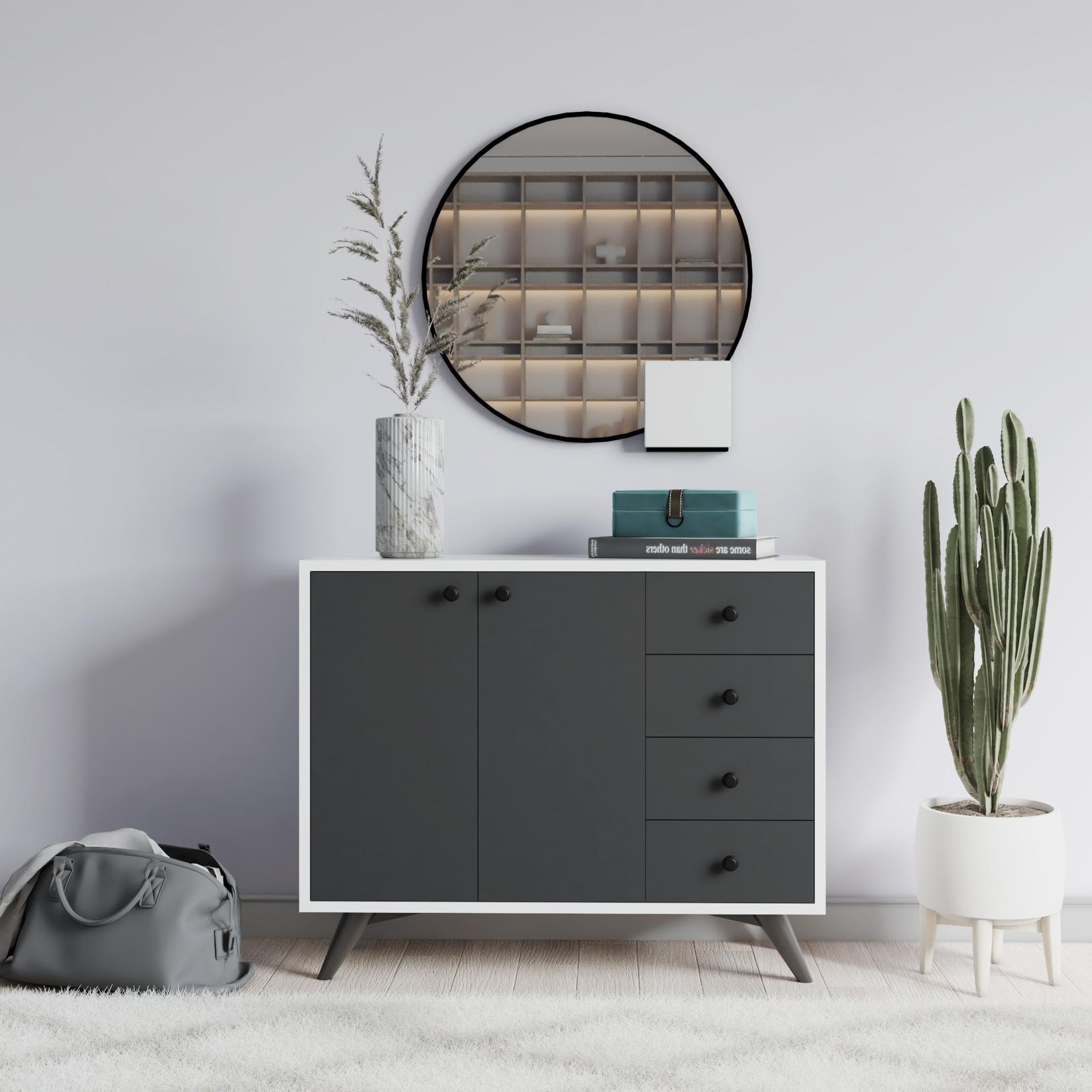 Hanah Home Komoda Waga 100x82x35cm Bijelo-Antracit