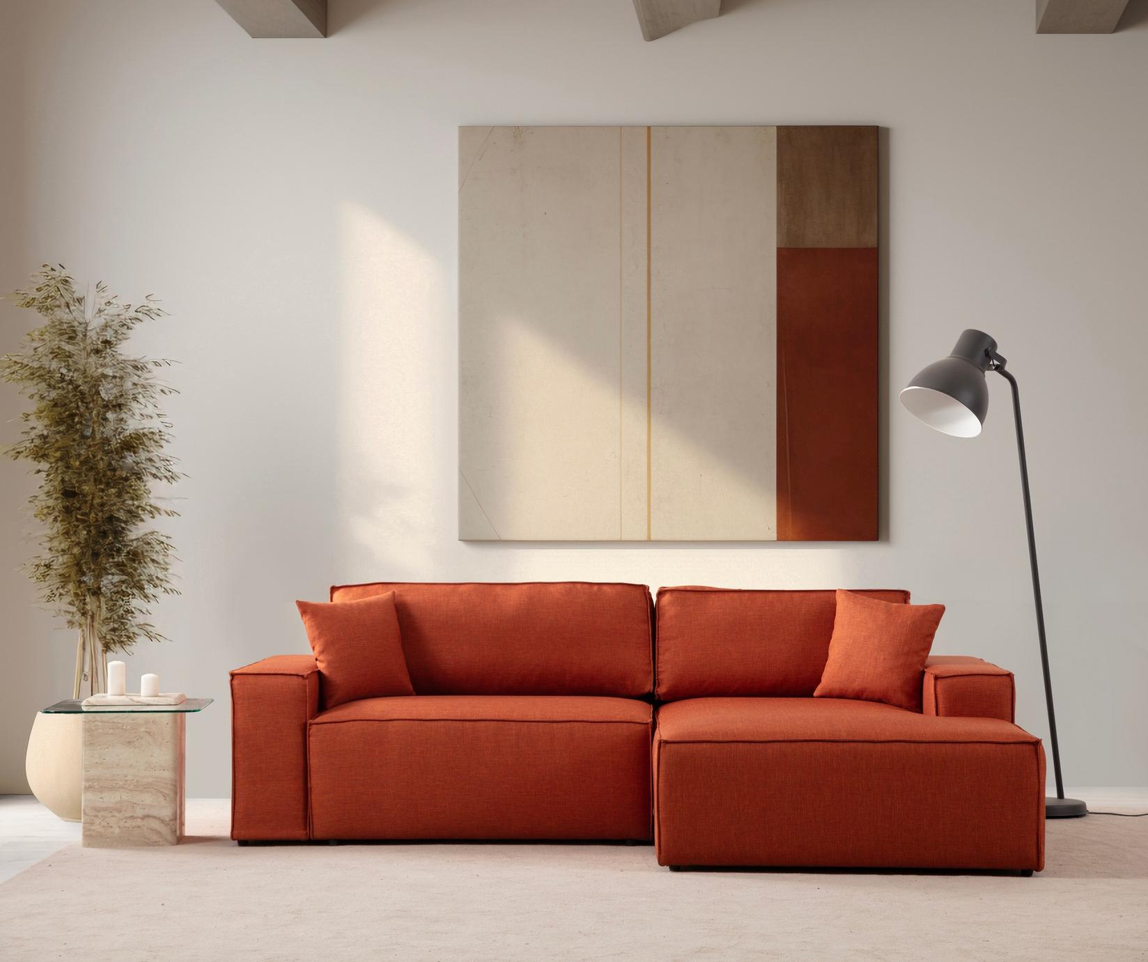 Atelier del Sofa Ugaona garnitura Pirlo 145x43x206cm Narandžasta