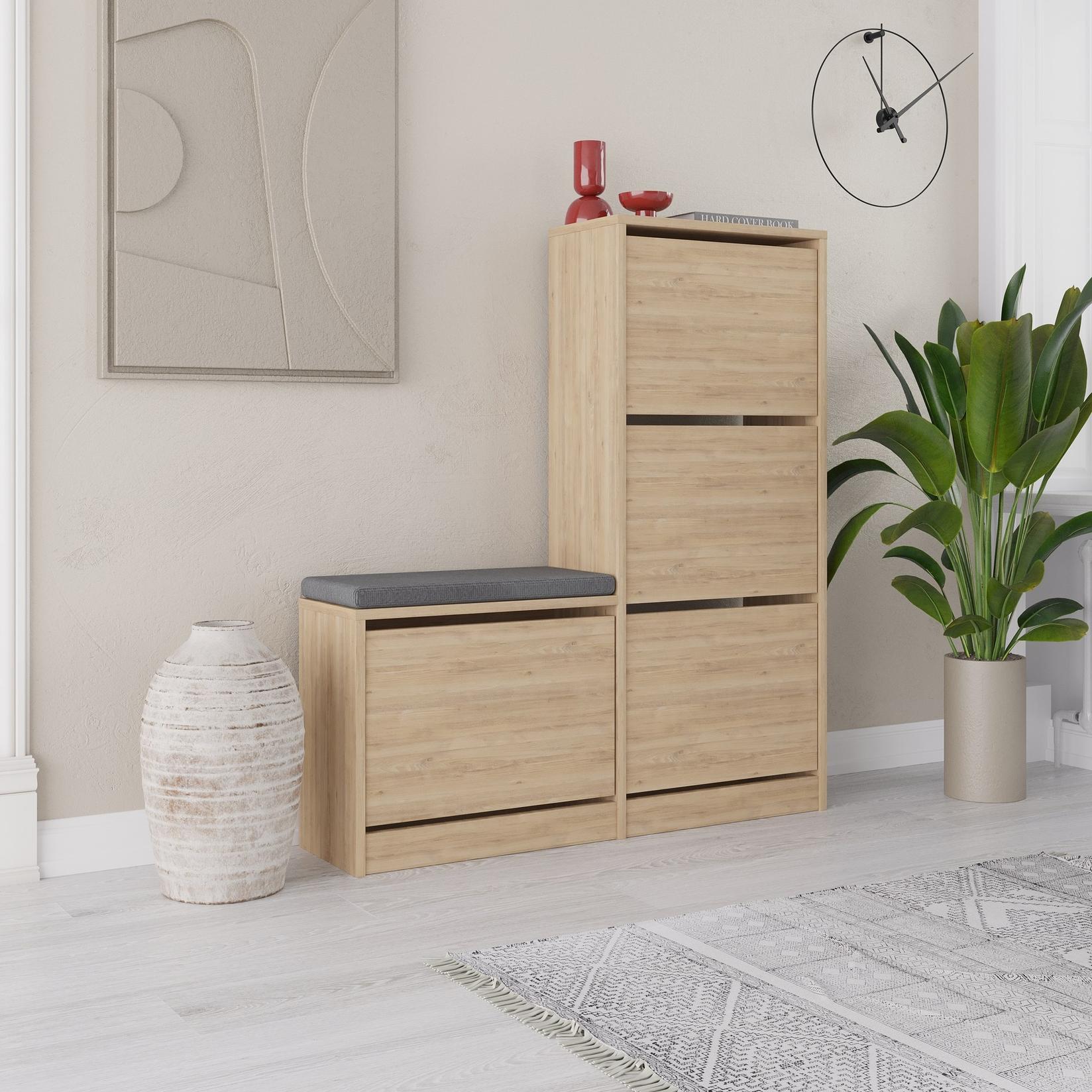 Hanah home Cipelarnik 105x118,5x26cm Hrast