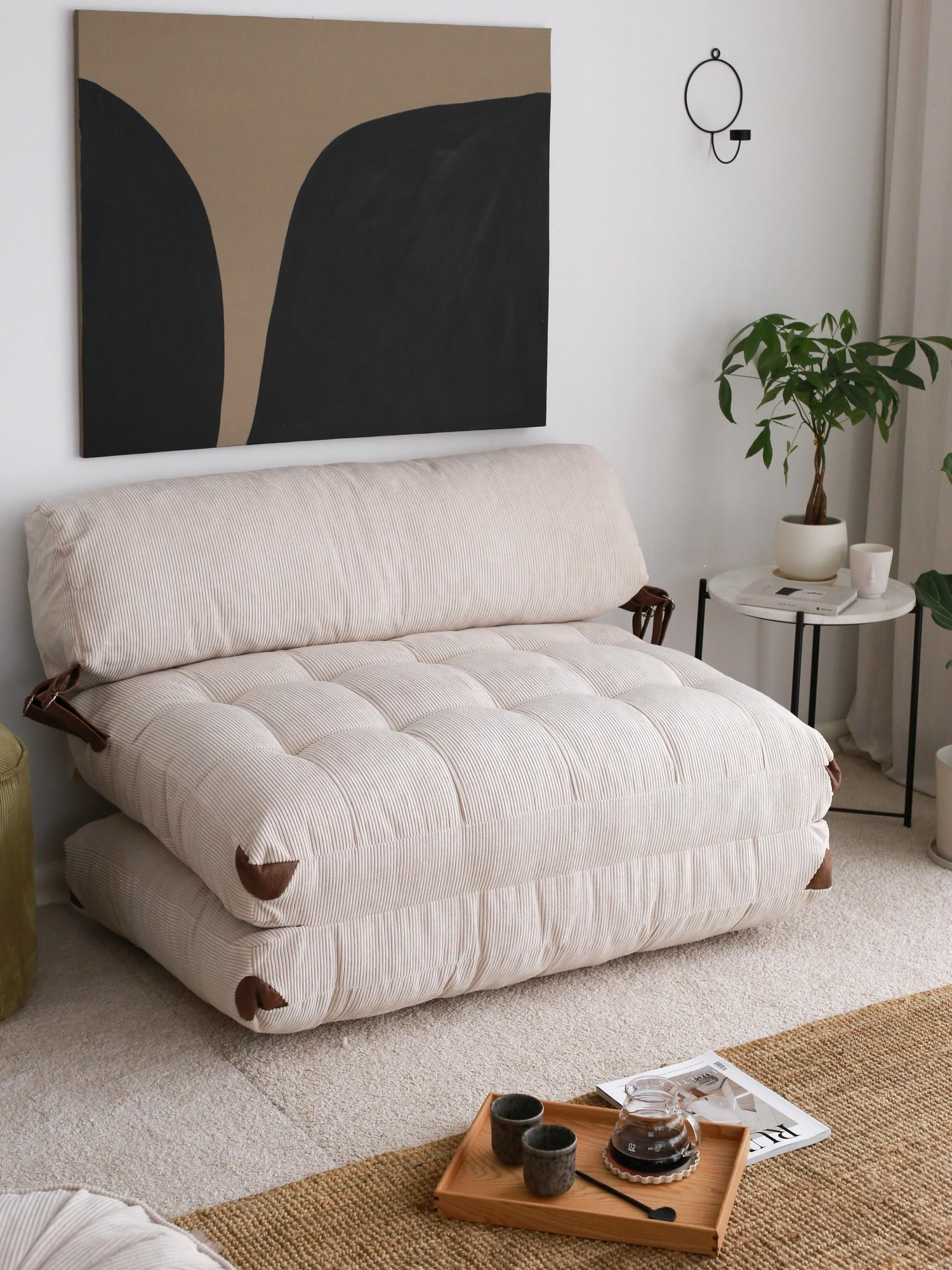 Atelier del Sofa Dvosed na razvlačenje Fold Kadife 2 120x24x75cm Bijeli