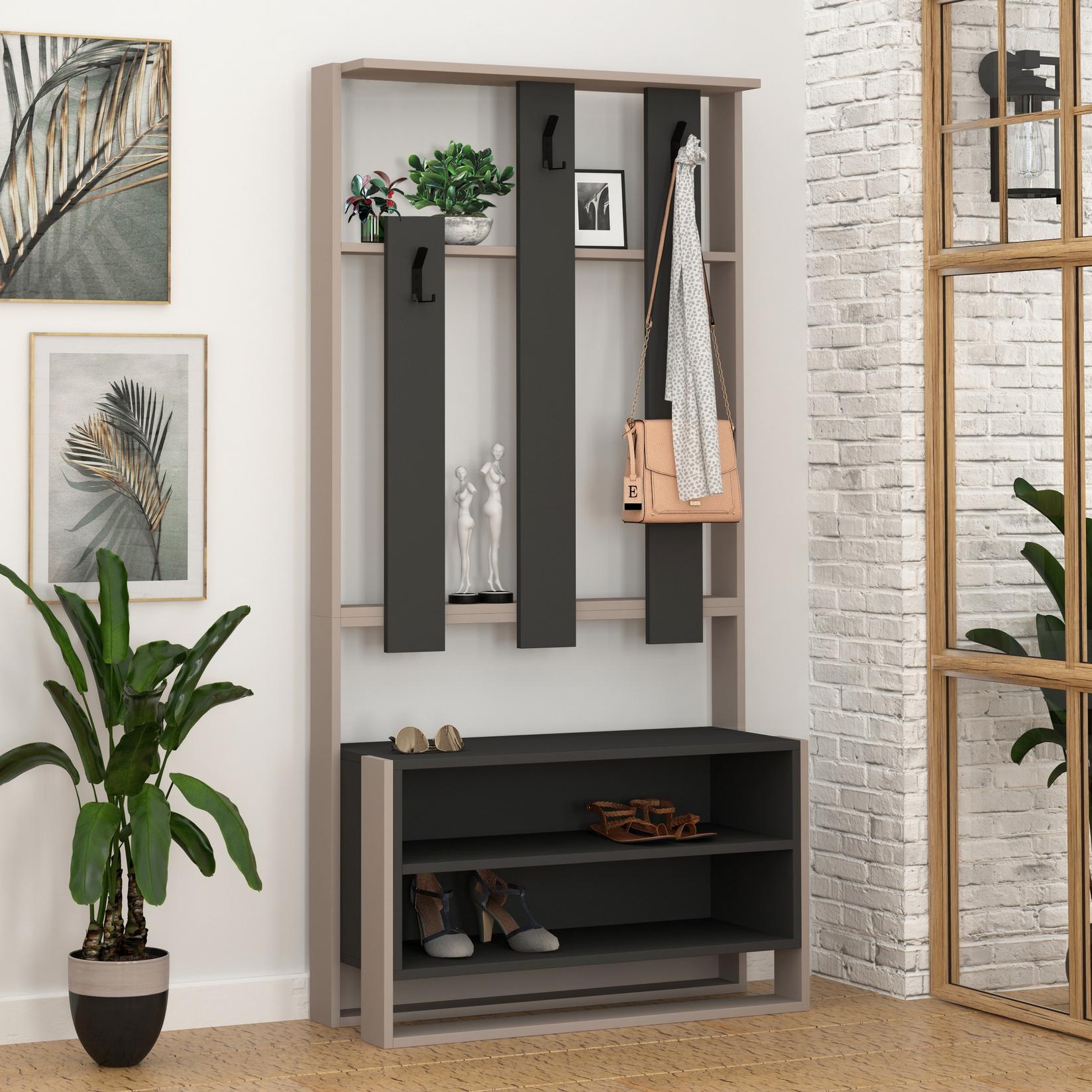 Hanah Home Cipelarnik 90x180x36cm Antracit-Krem