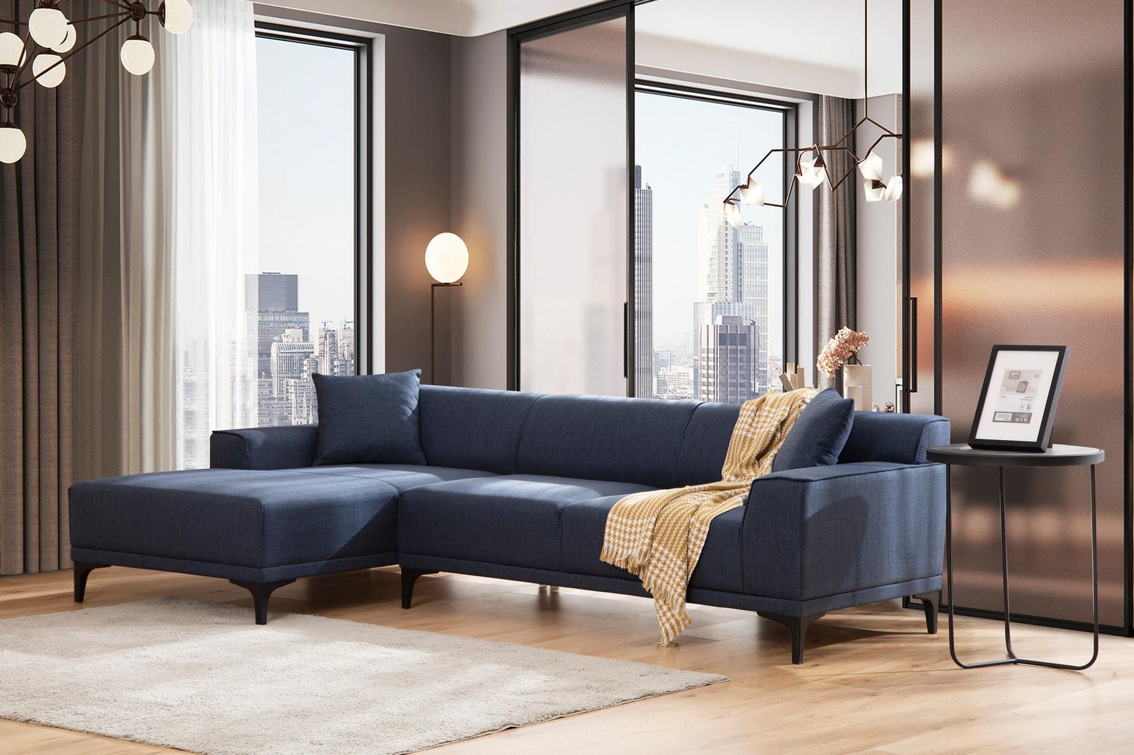 Atelier del Sofa Ugaona garnitura Petra L 145x69x88cm Plava