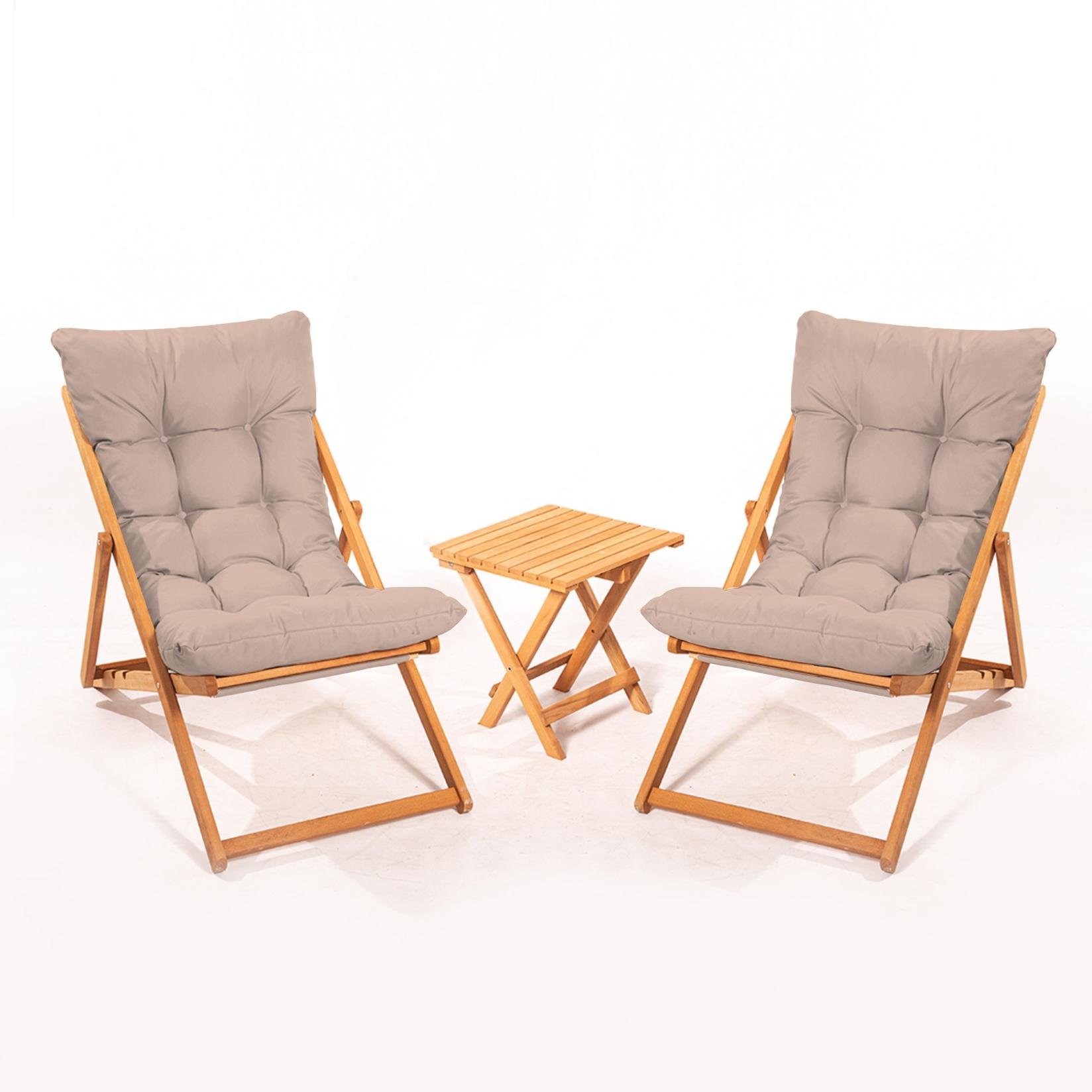 Hanah Home Baštenski set 2 stolice i stočić Braon-Bež