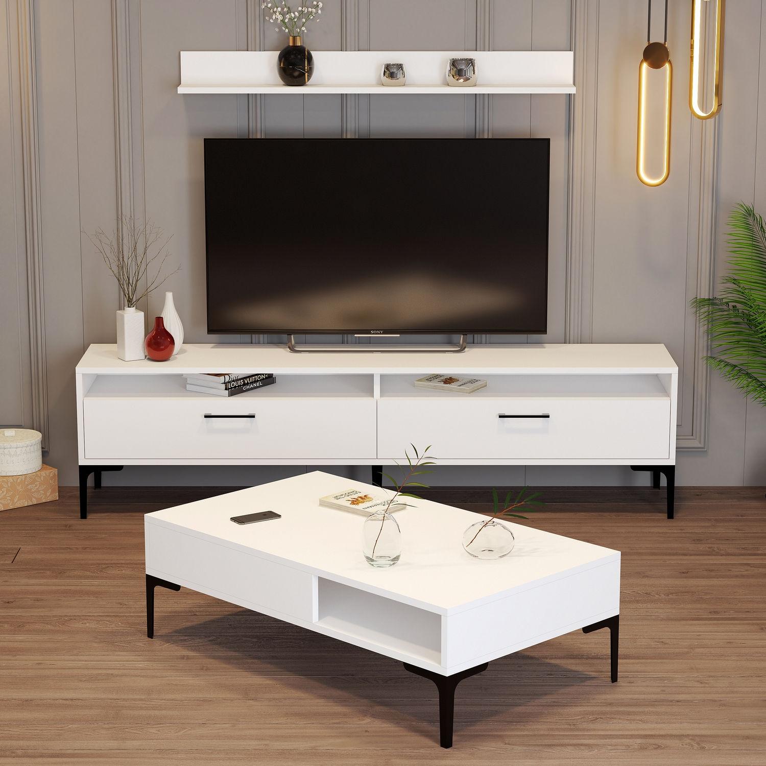 Hanah Home Set TV Komoda i klub sto Bijeli