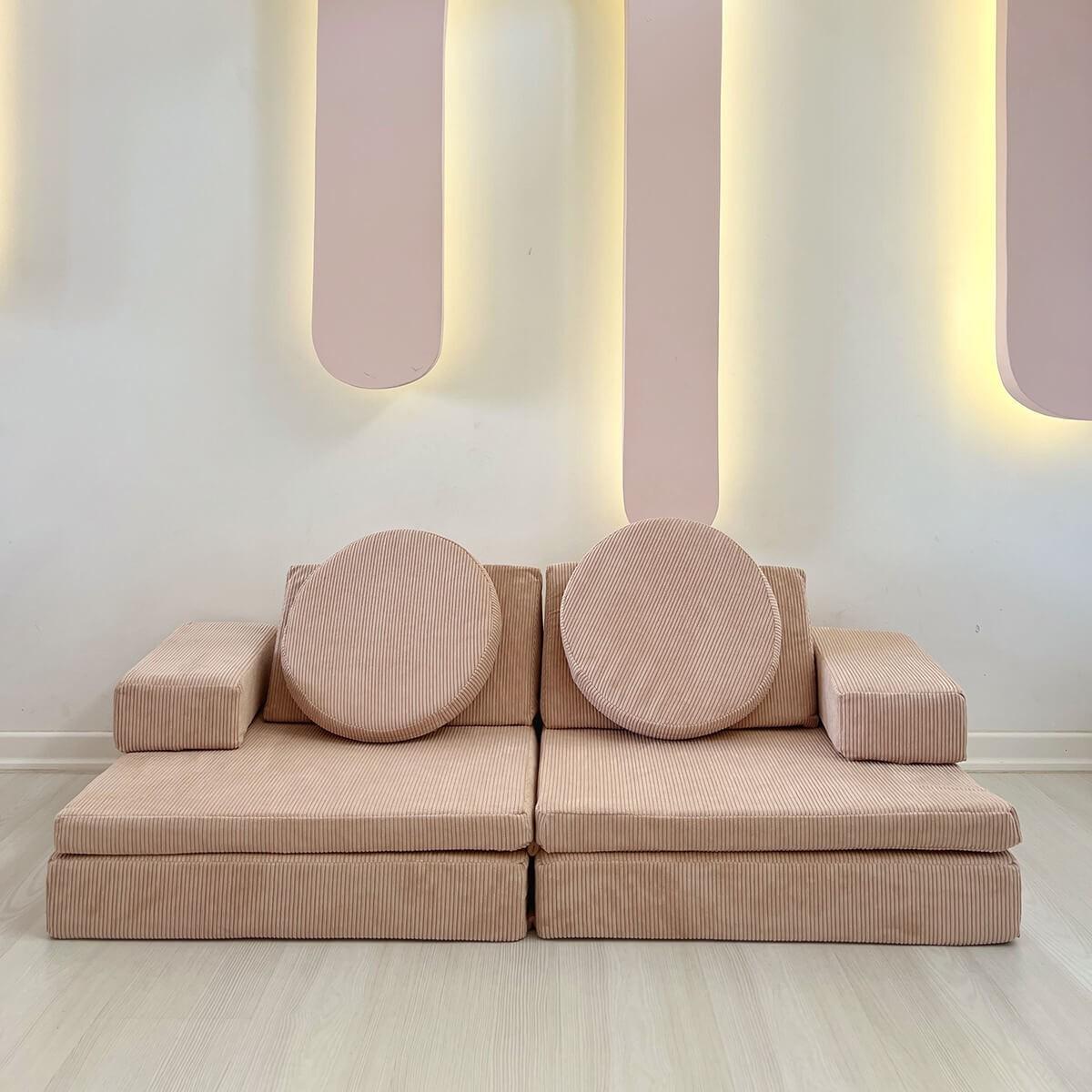 Atelier del Sofa Dvosed na razvlačenje Puzzle 140x46x70cm Roze