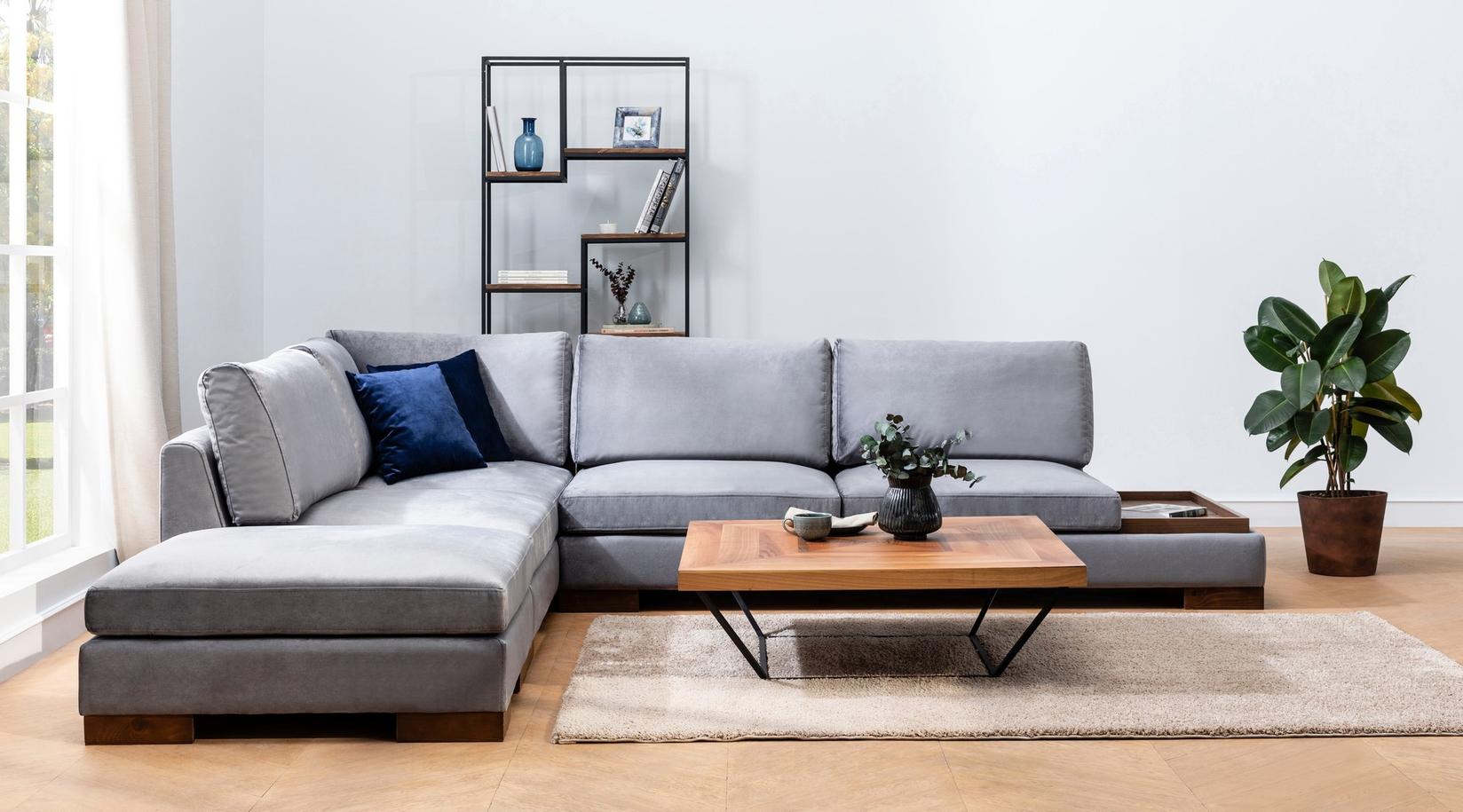 Atelier del Sofa Ugaona garnitura Tulip 97x80x193cm Tamnosiva