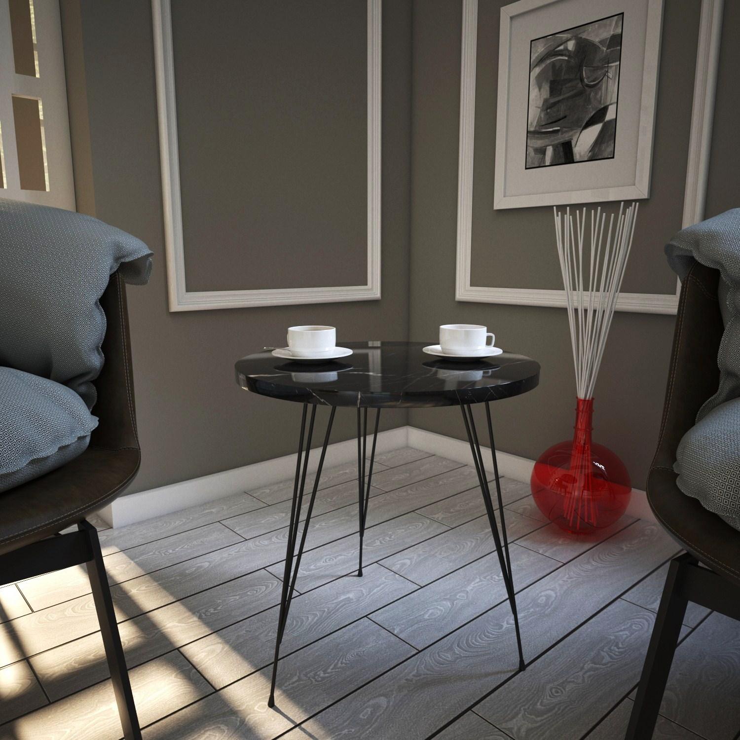 Hanah home Klub sto Sandalf 40x44x40cm Crno-Bijeli