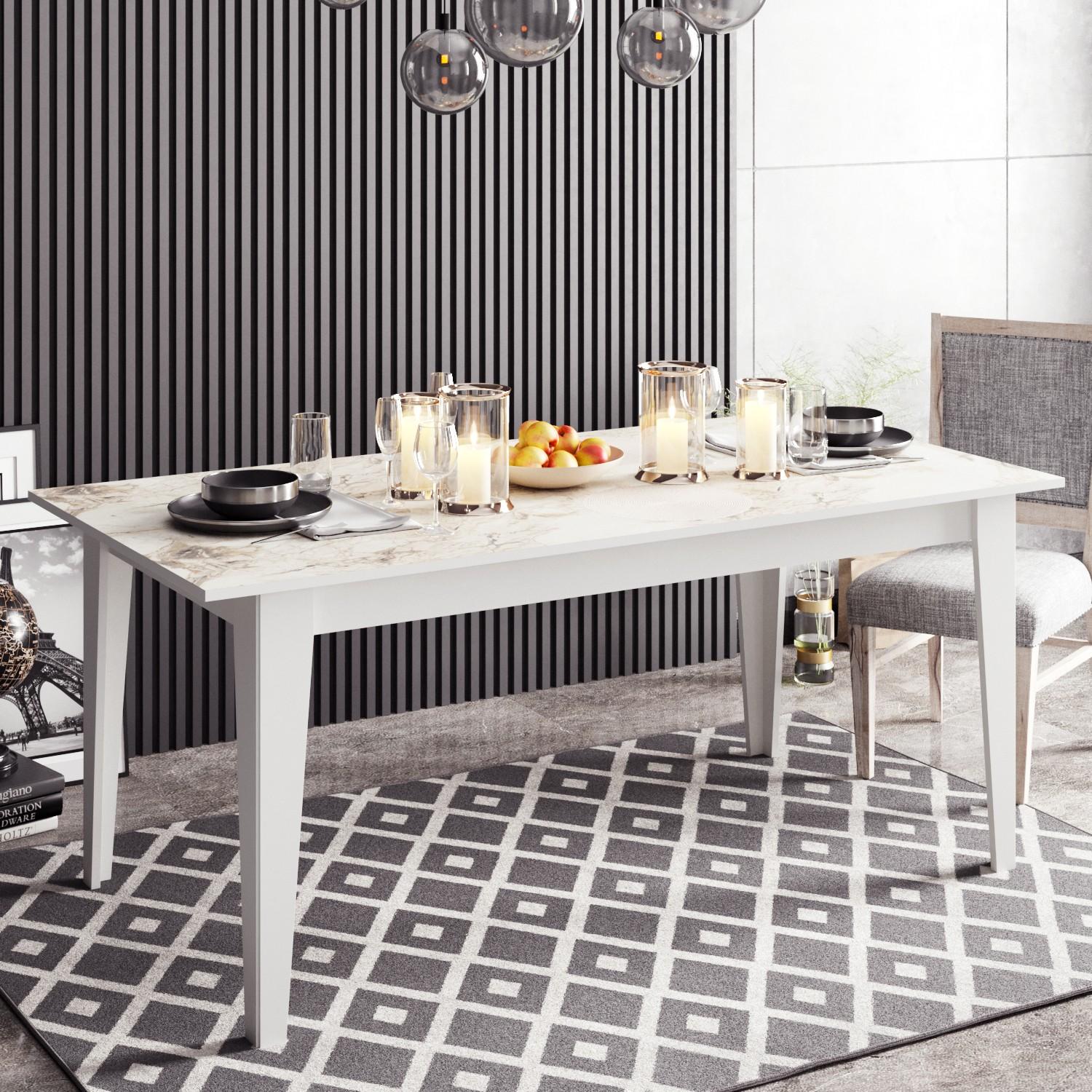 Hanah Home Trpezarijski sto Polka 180x76,8x90cm Bijeli