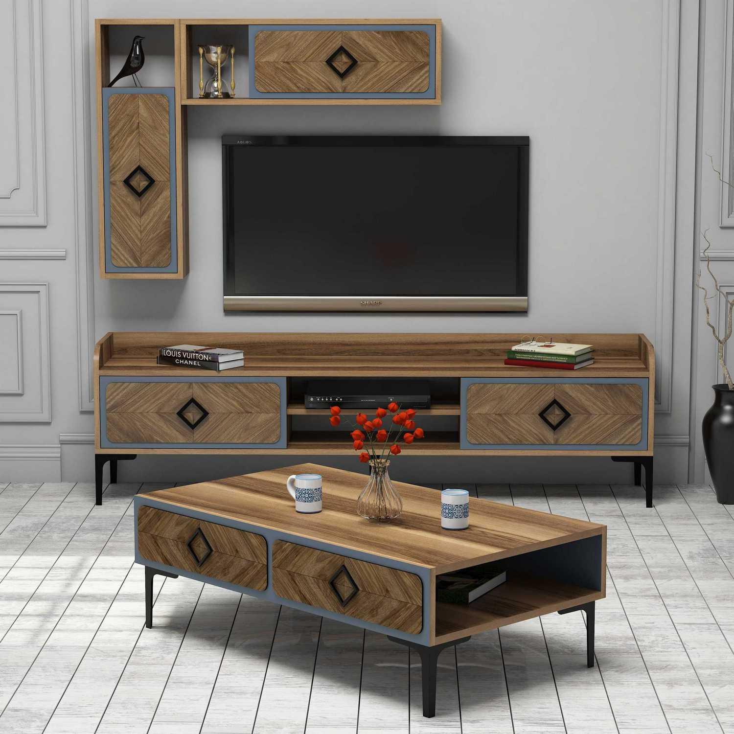 Hanah Home Set TV Komoda i klub sto Orah