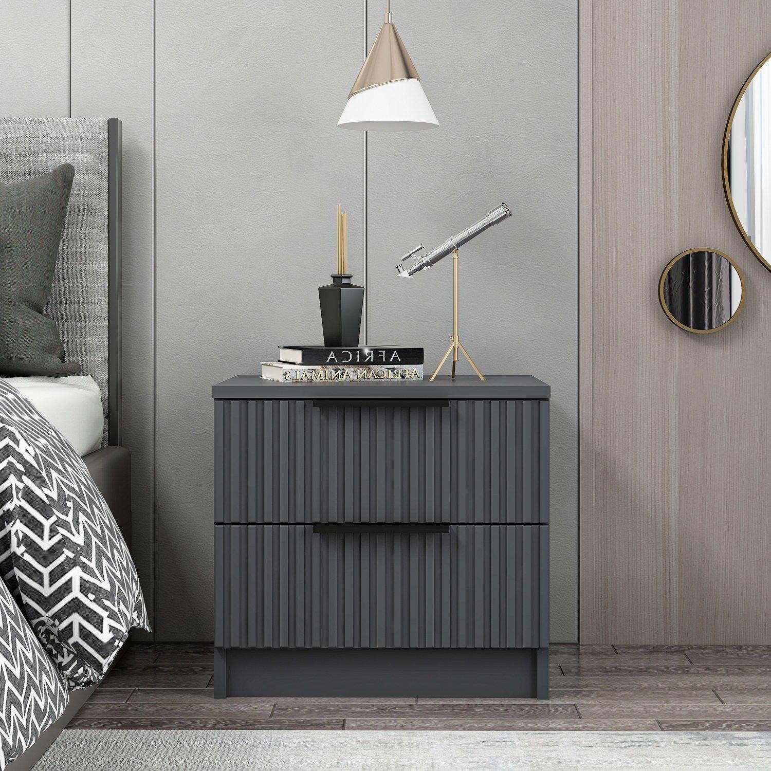 Hanah Home Noćni ormarić Kale Plus 54x40x47cm Antracit