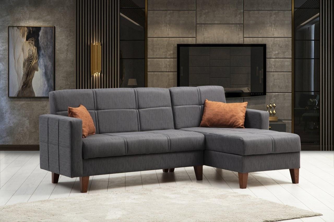 Atelier del Sofa Ugaona garnitura Polya 216x86x130cm Tamnosiva