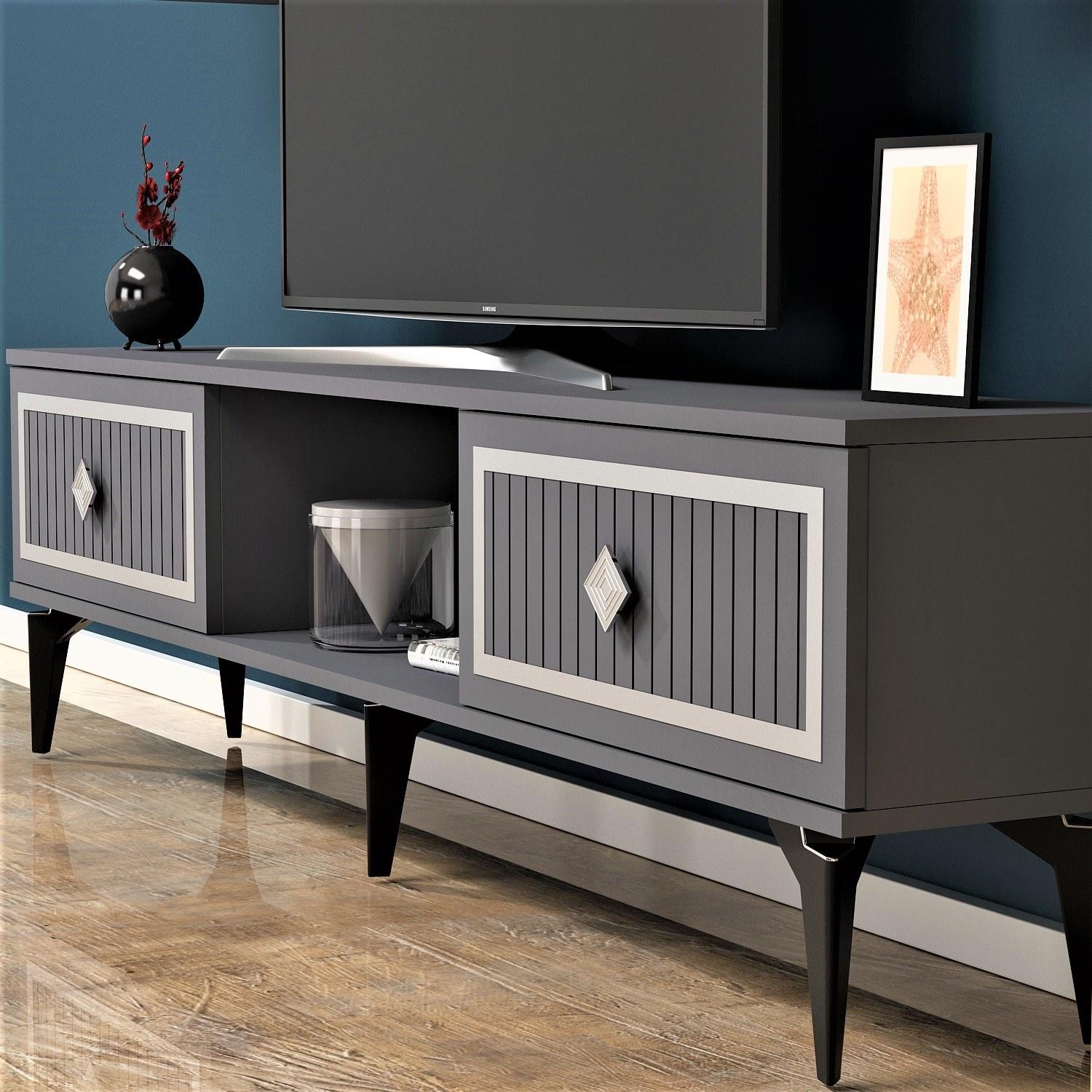 Hanah home TV Komoda Nil Antracit-Srebrna