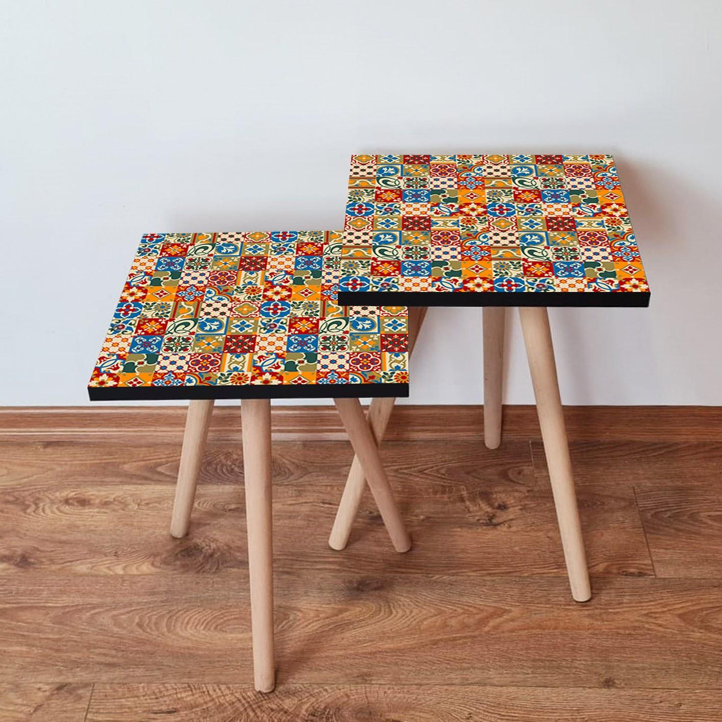Hanah Home Set klub stolova, 2 komada Šareni
