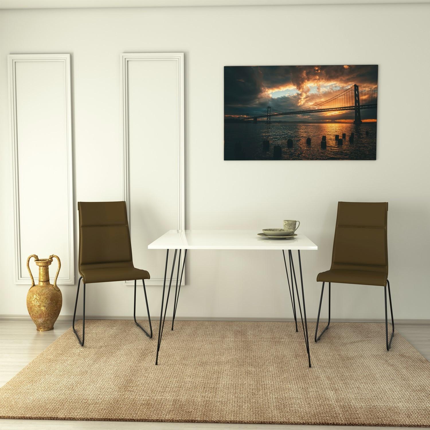 Hanah home Trpezarijski sto Sandalf Kvadratni 90x75x90cm Bijeli