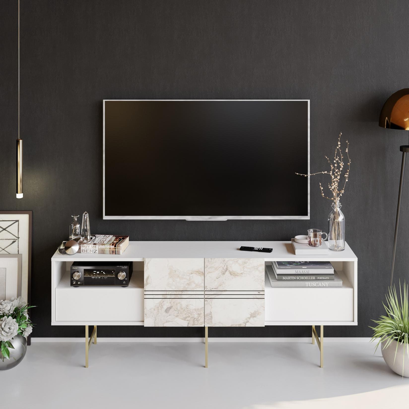 Hanah home TV Komoda Derin Bijela