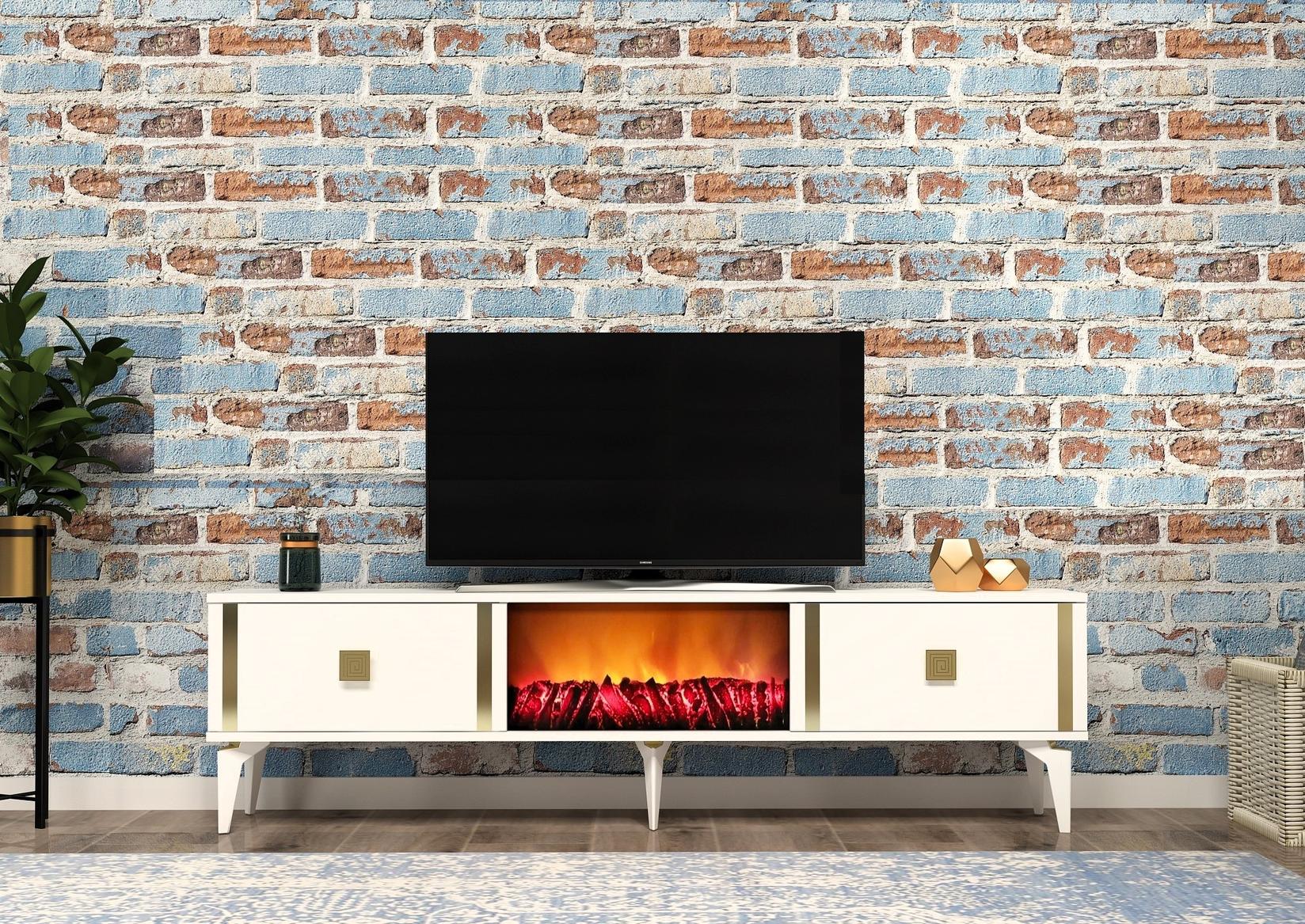 Hanah home TV komoda bijelo-zlatna