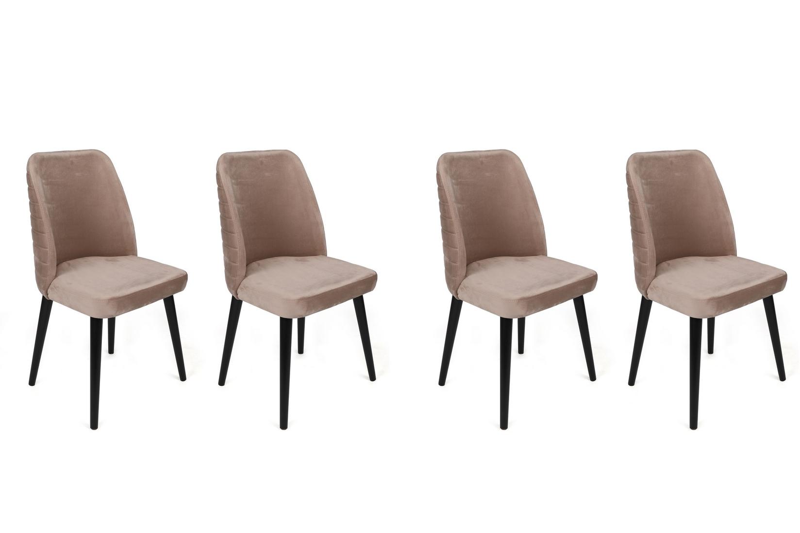 Hanah Home Set 4 trpezarijske stolice Tutku Bež-Crni