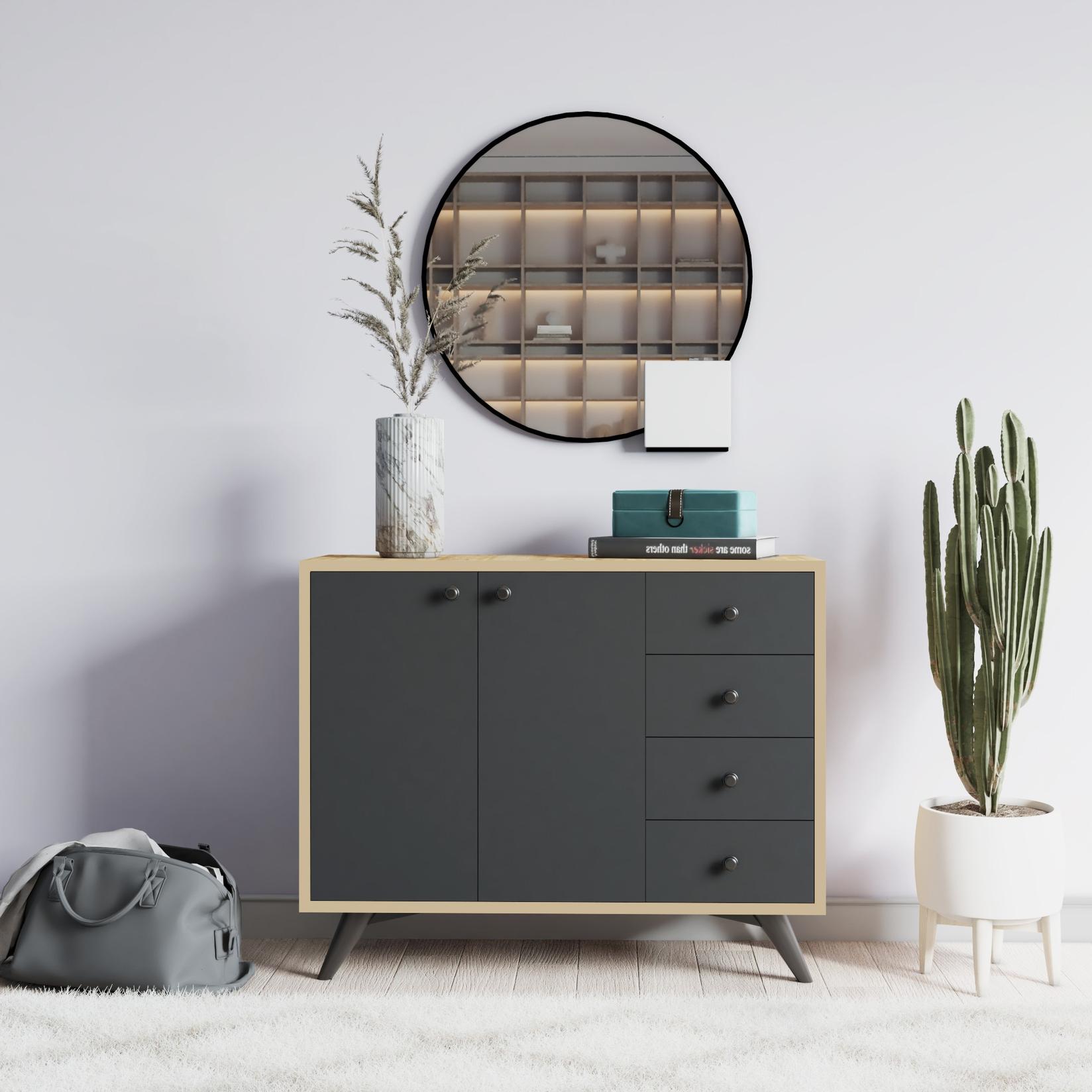 Hanah Home Komoda Waga 100x82x35cm Hrast-Antracit