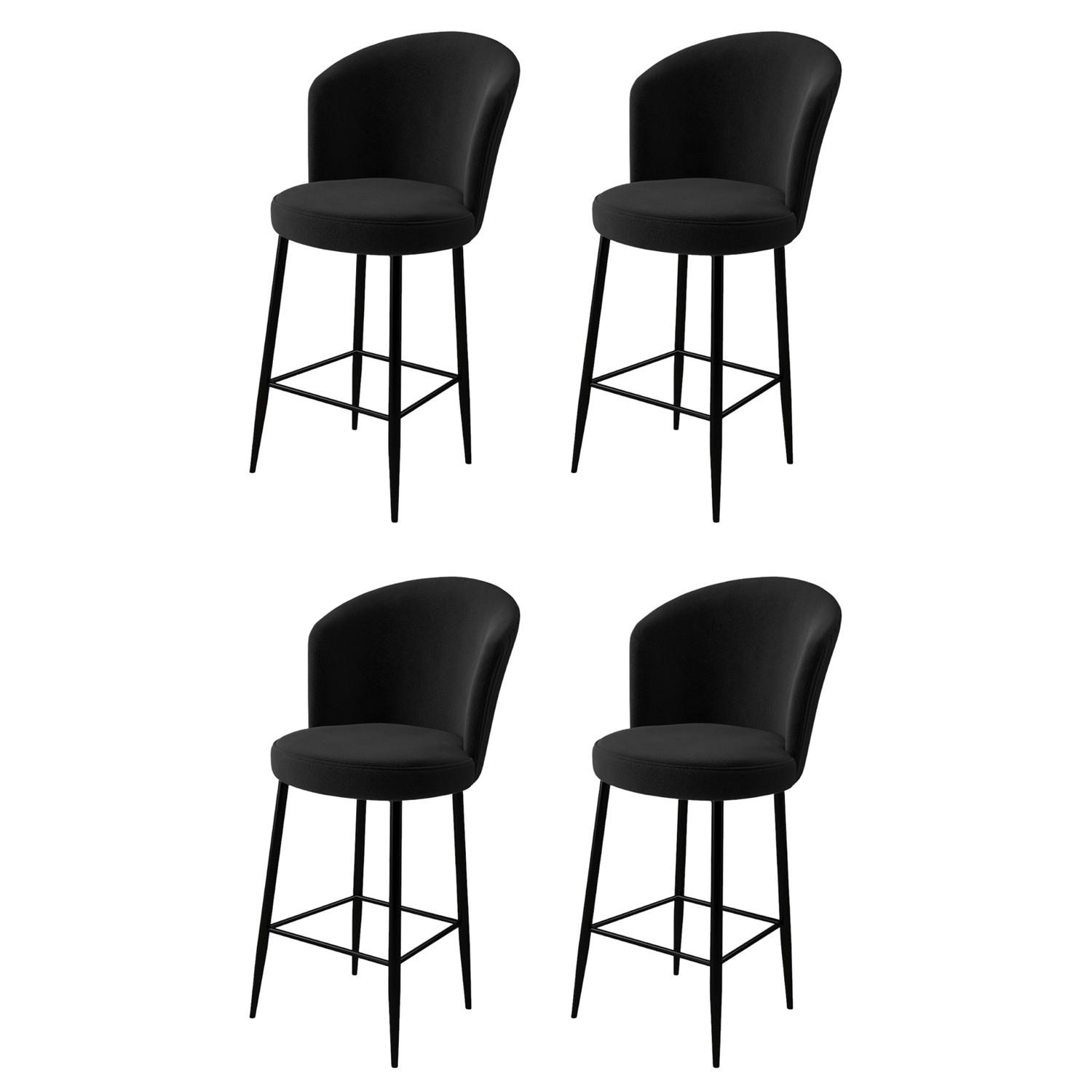 Hanah Home Set 4 barske stolice Alte Crni