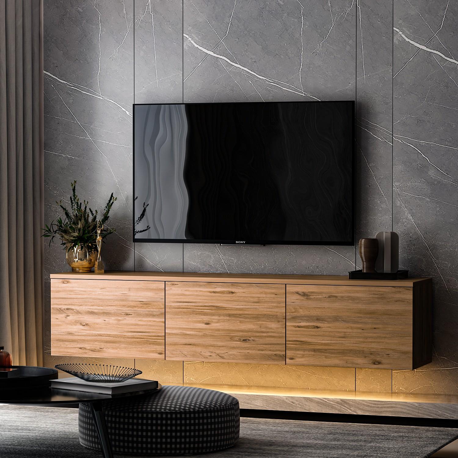 Hanah home TV Komoda Neon Illuminated Bež