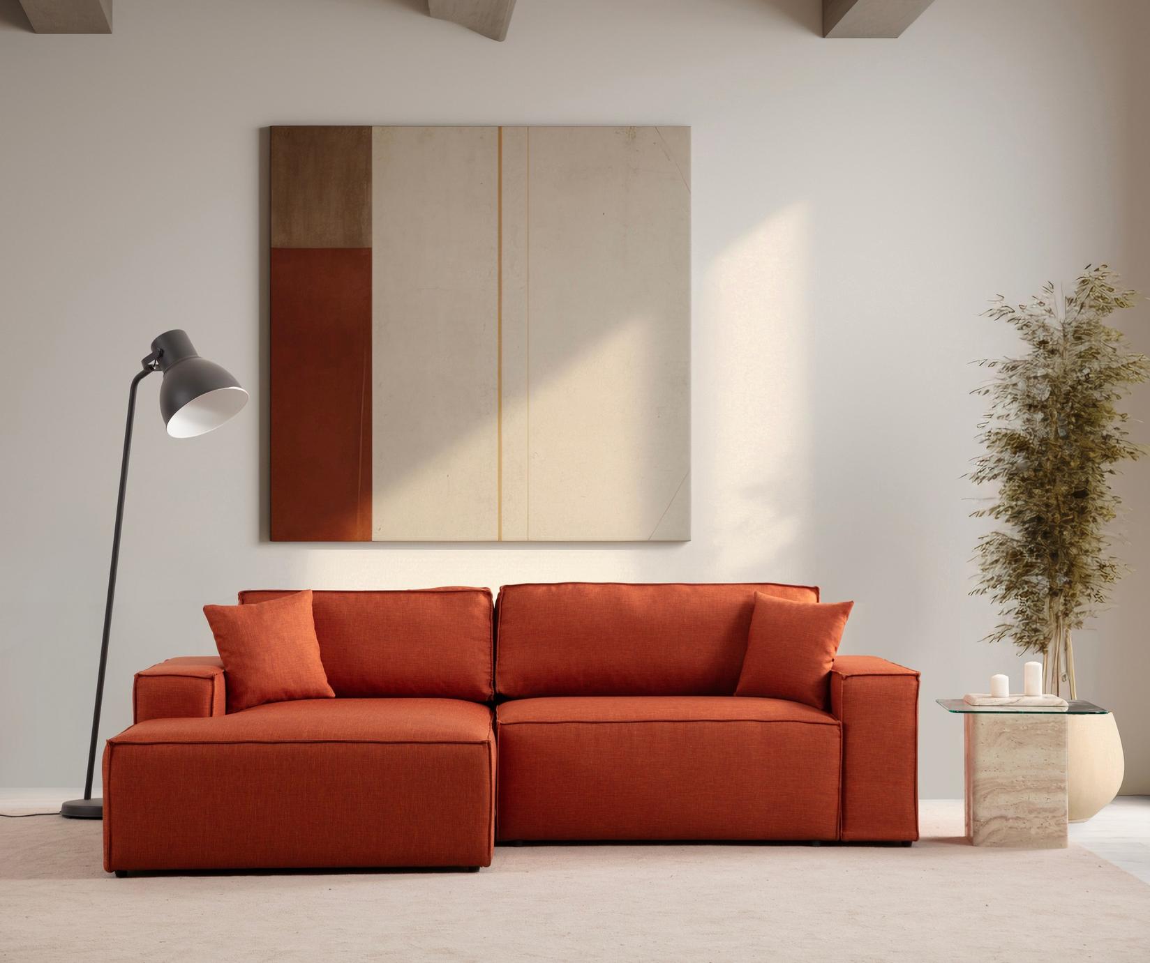 Atelier del Sofa Ugaona garnitura Pirlo 145x43x206cm Narandžasta