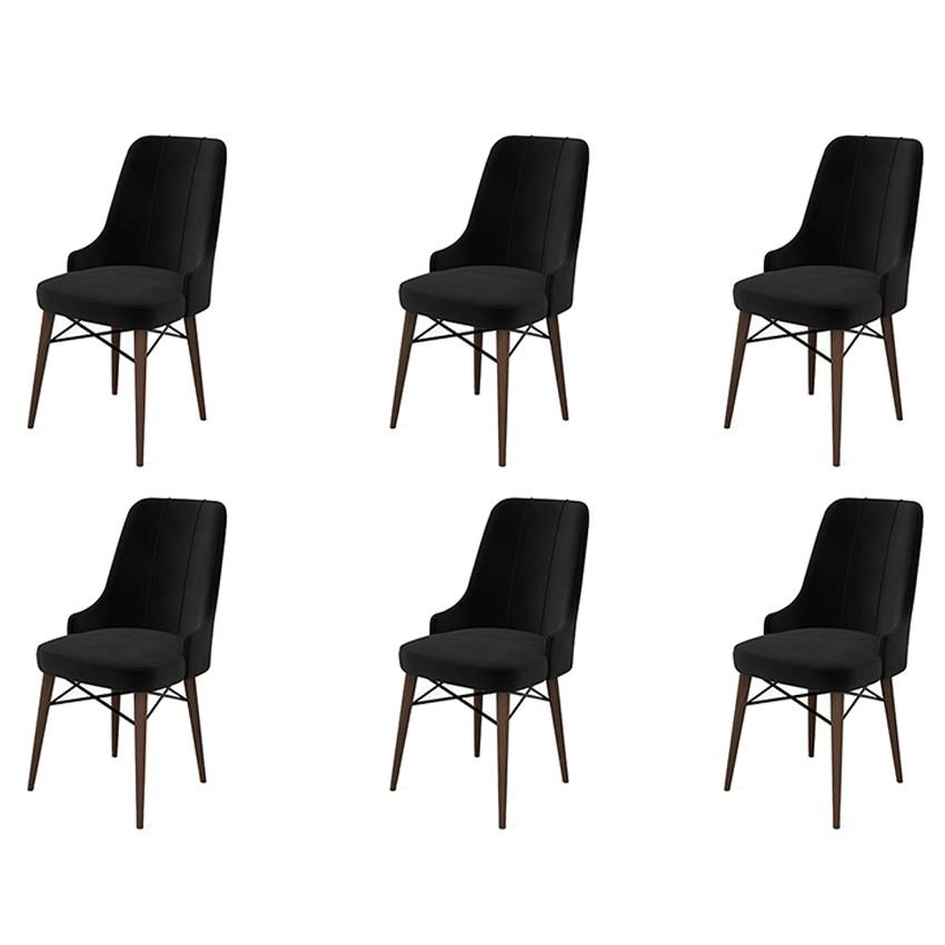 Hanah Home Set 6 trpezarijskih stolica Pare Crno-Braon