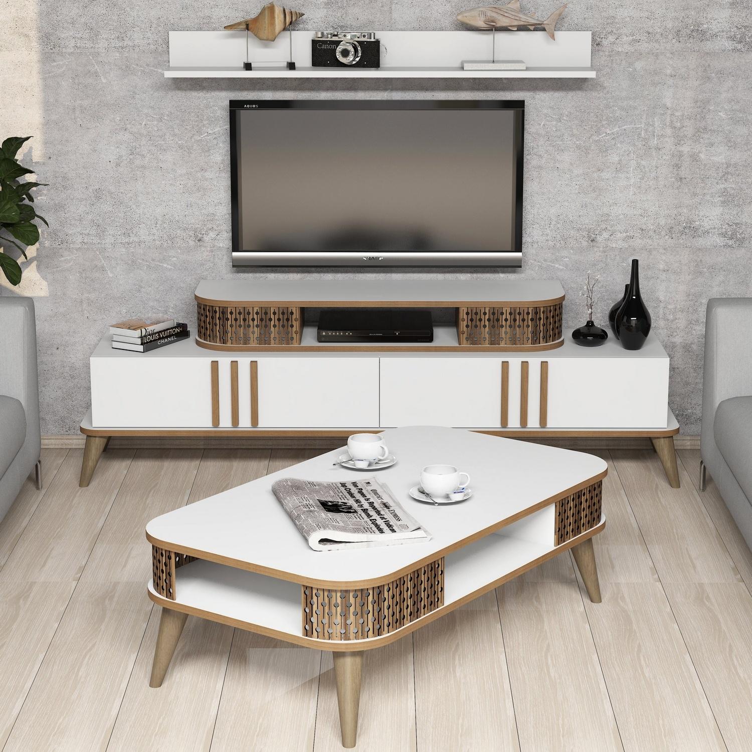 Hanah Home Set TV Komoda i klub sto Bijeli