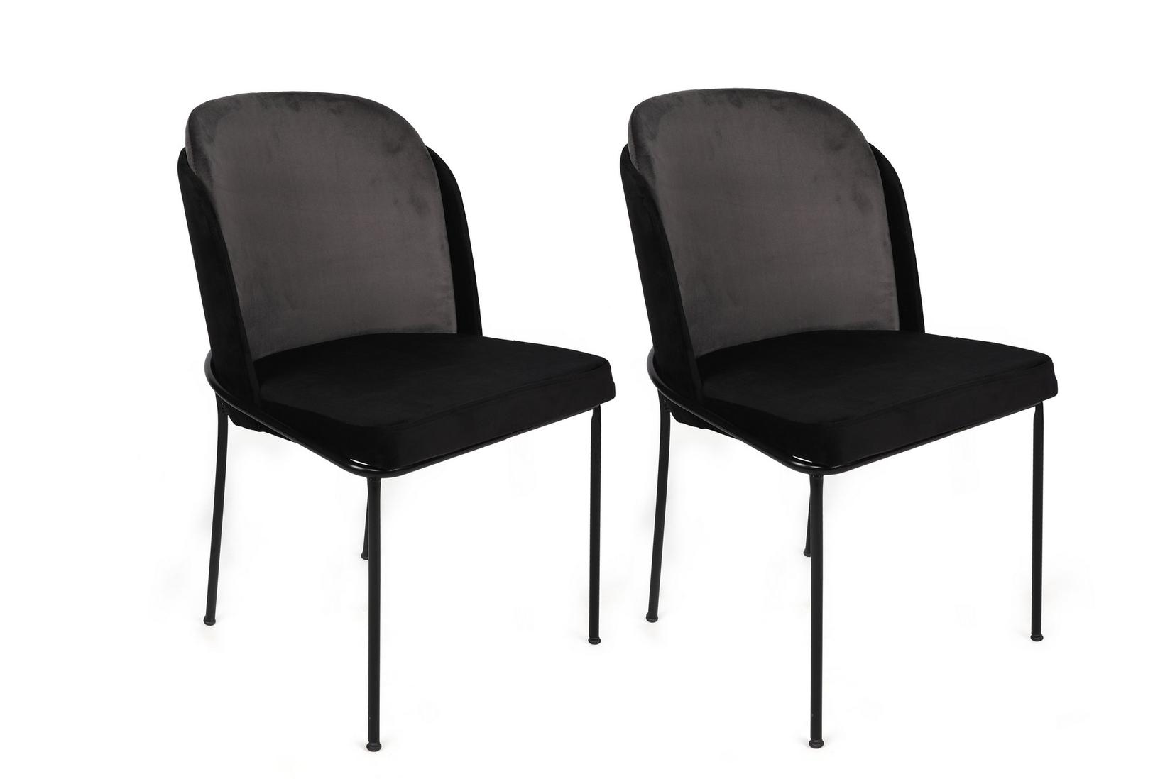 Hanah Home Set 2 trpezarijske stolice Sivo-Crni