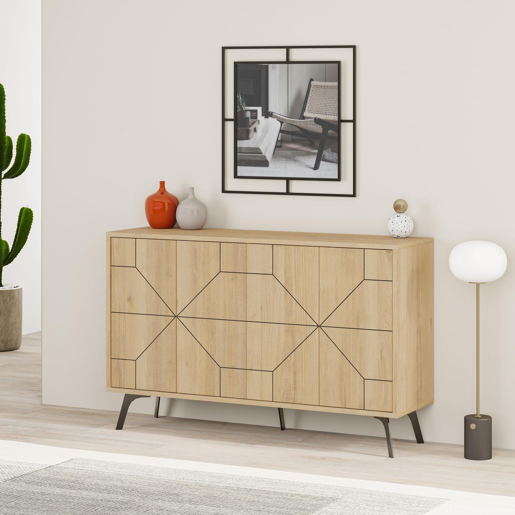 Hanah Home Komoda s ladicama Dune 123x62.4x35cm Hrast
