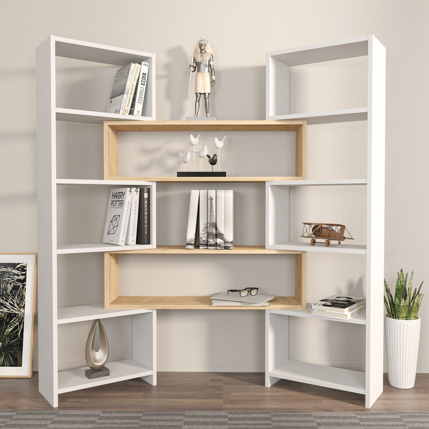 Hanah Home Polica 163x150x22cm Bijelo-Hrast