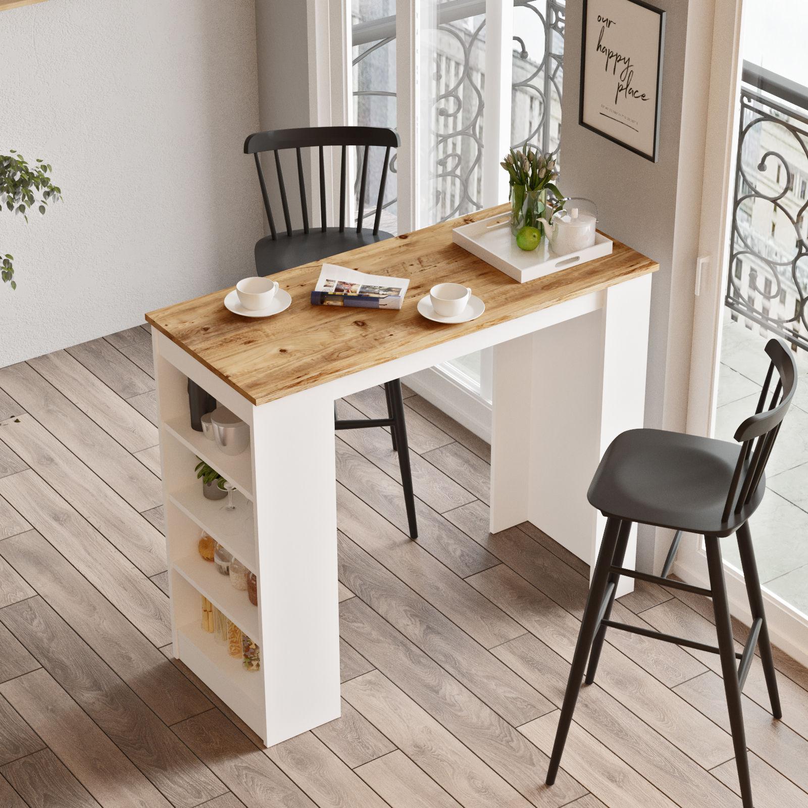 Hanah Home Barski sto 120x101.8x51.6cm Bež-Bijeli